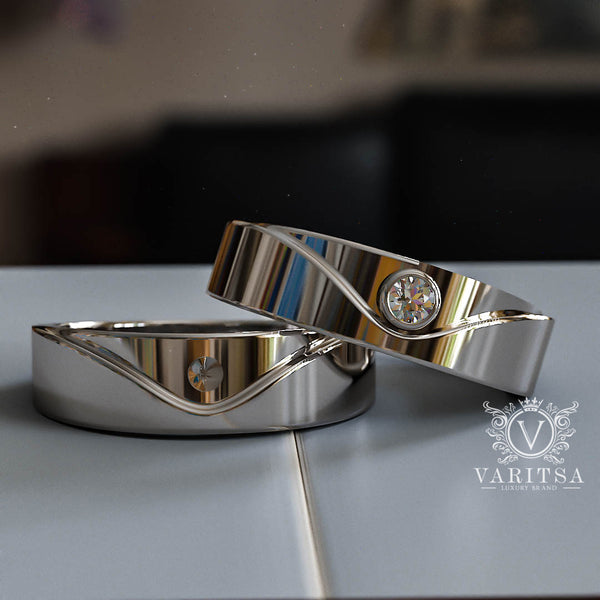 0.16ct Brilliant Diamond Gold His & Hers Wedding Bands - 01BU02